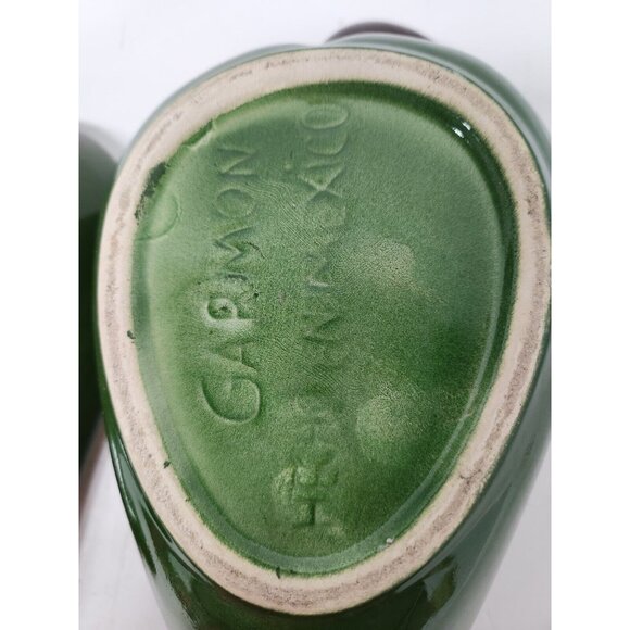 Vintage Mexican Pottery Green Jalapeno Pepper Salsa Dish Ceramic Covered - Picture 8 of 11